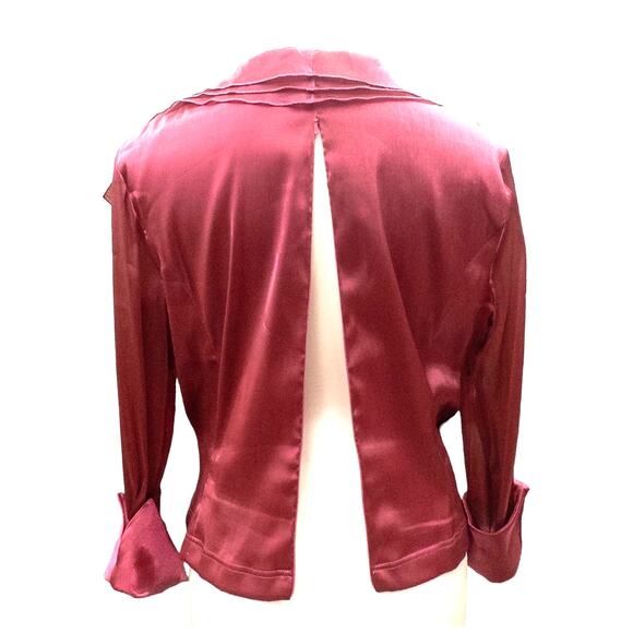 Cachet Pink Satin Formal Cocktail Party Blouse Rosy Mauve Pink 16 - Picture 3 of 4
